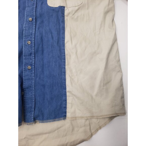 Wrangler Men’s Two-Tone Denim Full Button Up Long Sleeve Western Shirt 17 1/2x36 - Picture 8 of 16